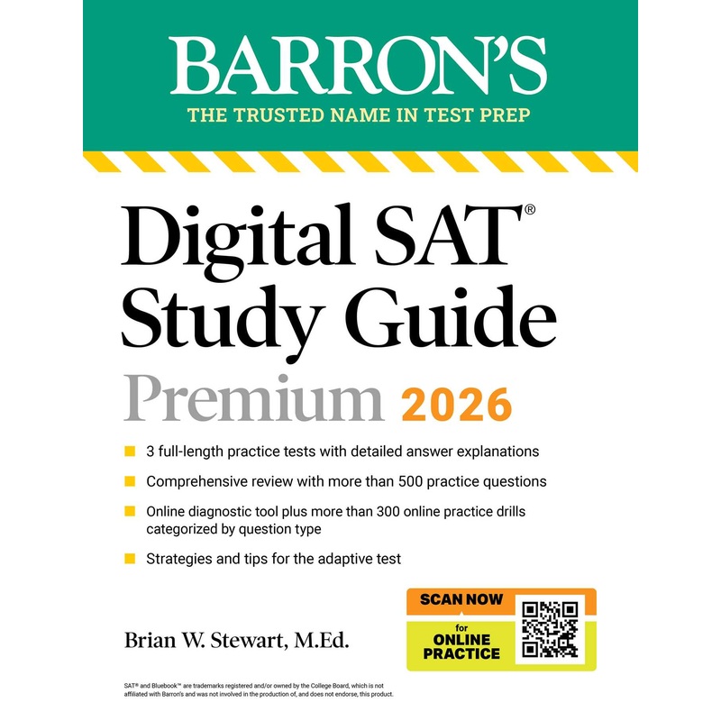 Digital SAT Study Guide Premium, 2026: 4 Practice Tests + Comprehensive Review + Online Practice